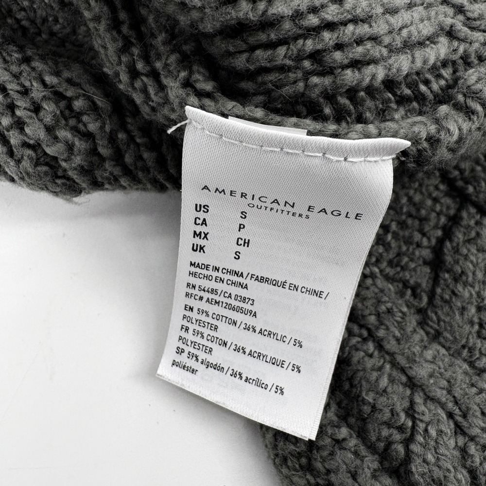 American‎ Eagle Small mock neck cable knit chunky sweater Cropped Green - Picture 14 of 16
